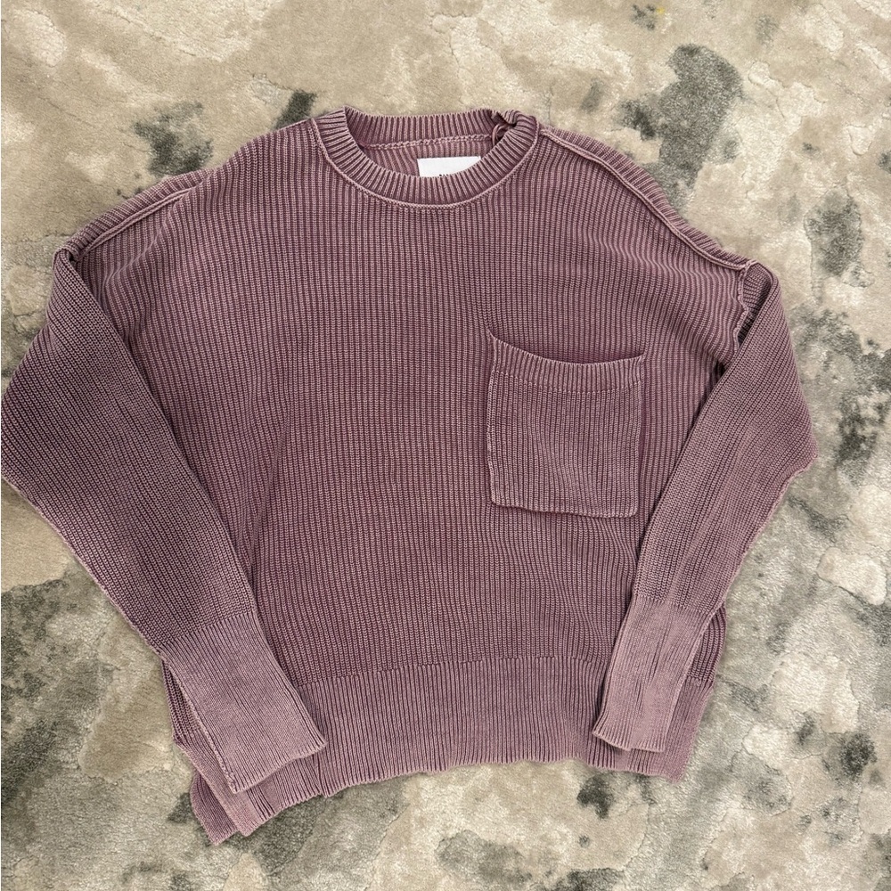 Pistola Purple Crewneck Sweater with Ribbed Texture